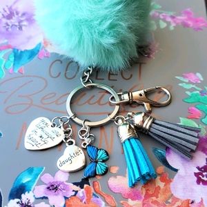 Daughter Pom Pom keychain with Charms